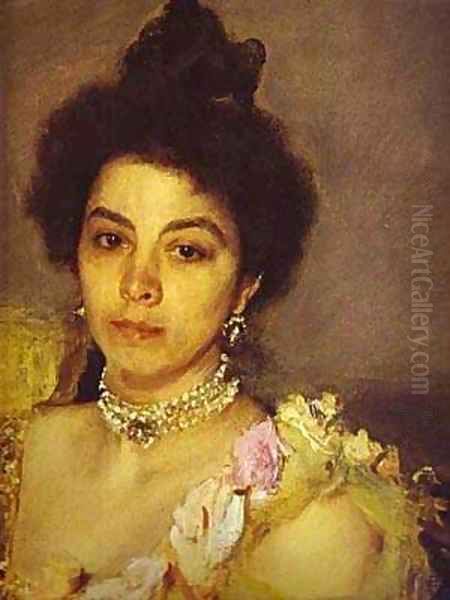 Portrait Of Sophia Botkina Detail 1899 Oil Painting by Valentin Aleksandrovich Serov