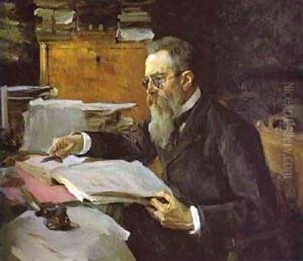 Portrait Of The Composer Nikolay Rimsky Korsakov 1898 Oil Painting by Valentin Aleksandrovich Serov