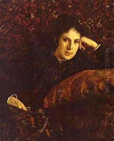 Portrait Of Yekaterina Chokolova 1887 Oil Painting by Valentin Aleksandrovich Serov