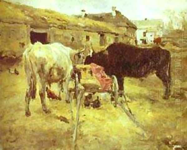 Bullocks Study 1885 Oil Painting by Valentin Aleksandrovich Serov