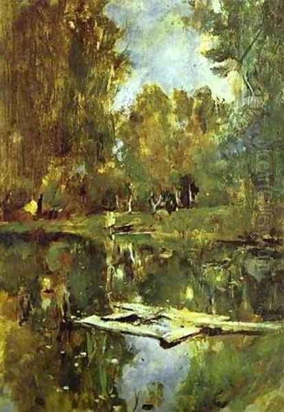 Pond In Abramtsevo Study 1886 Oil Painting by Valentin Aleksandrovich Serov