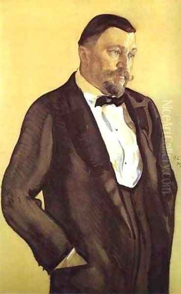 Portrait Of Alexei Morozov 1909 Oil Painting by Valentin Aleksandrovich Serov