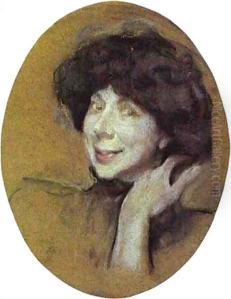 Portrait Of Anna Benois 1908 Oil Painting by Valentin Aleksandrovich Serov