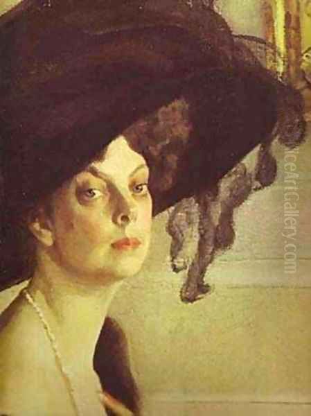 Portrait Of Princess Olga Orlova Detail 1911 Oil Painting by Valentin Aleksandrovich Serov