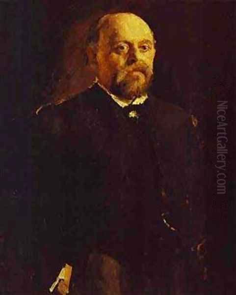 Portrait Of Savva Mamontov 1887 Oil Painting by Valentin Aleksandrovich Serov