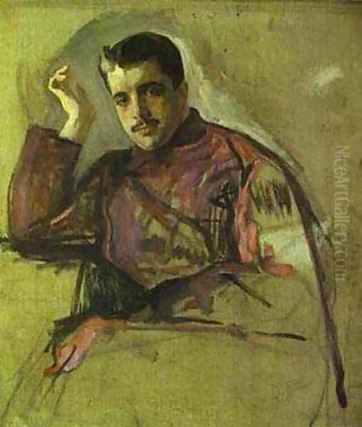 Portrait Of Sergei (Serge) Diaghilev 1904 Oil Painting by Valentin Aleksandrovich Serov