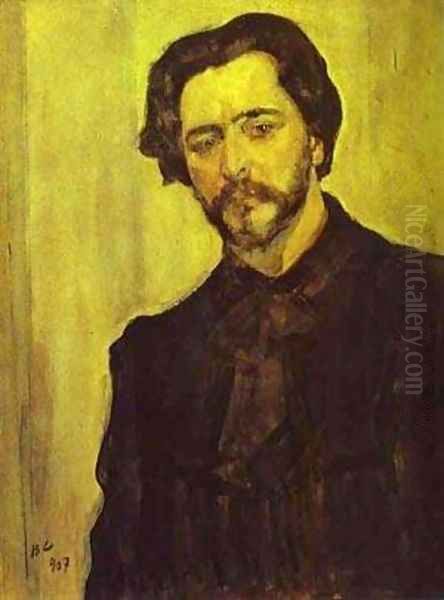 Portrait Of The Writer Leonid Andreev 1907 Oil Painting by Valentin Aleksandrovich Serov