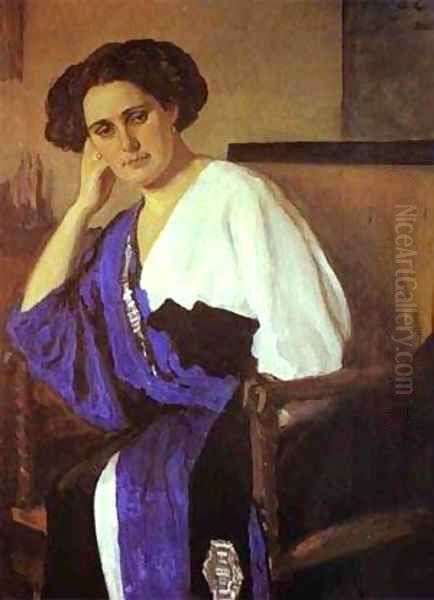 Portrait Of Yelena Balina 1911 Oil Painting by Valentin Aleksandrovich Serov