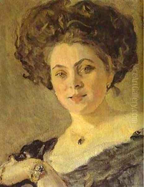 Portrait Of Yevdokia Morozova Detail 1908 Oil Painting by Valentin Aleksandrovich Serov