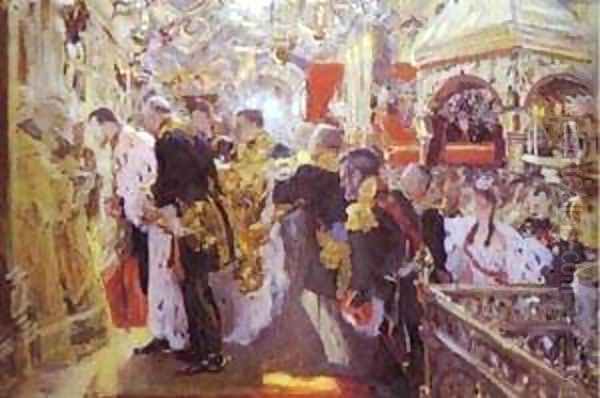 Coronation Of The Emperor Nicholas II In The Uspensky Cathedral 1896 Oil Painting by Valentin Aleksandrovich Serov