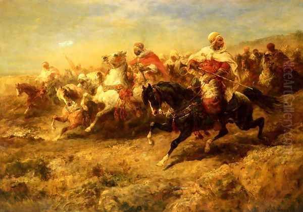 Arabian Horseman Oil Painting by Adolf Schreyer