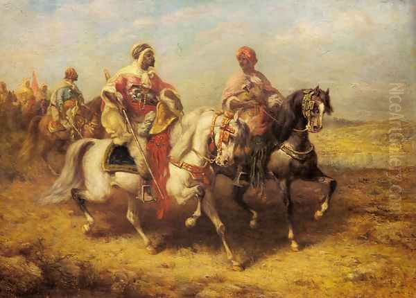 Arab Chieftain and his Entourage Oil Painting by Adolf Schreyer