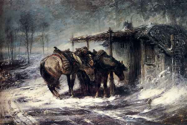 Wallachian Blizzard Oil Painting by Adolf Schreyer