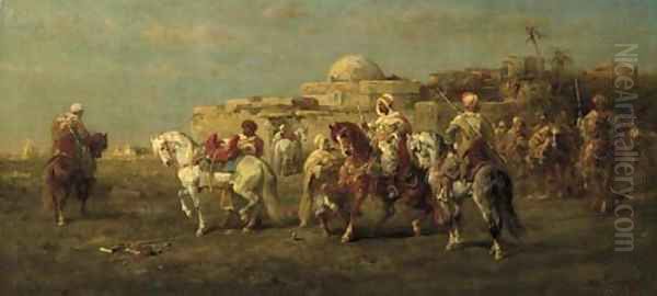 Arab Horsemen 2 Oil Painting by Adolf Schreyer