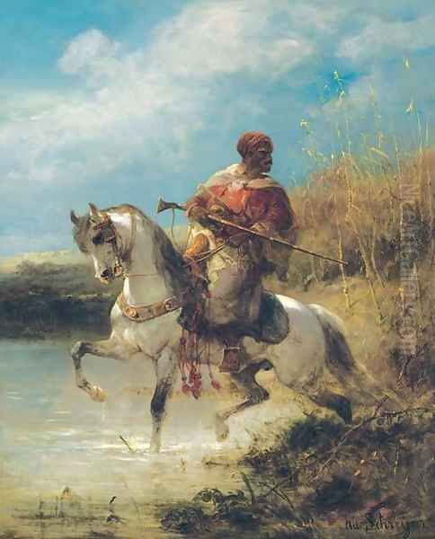 Arab horseman Oil Painting by Adolf Schreyer