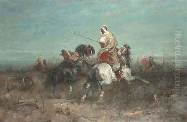 The Retreat Oil Painting by Adolf Schreyer