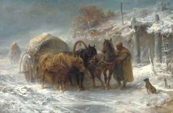 Wallachian Teamsters Oil Painting by Adolf Schreyer