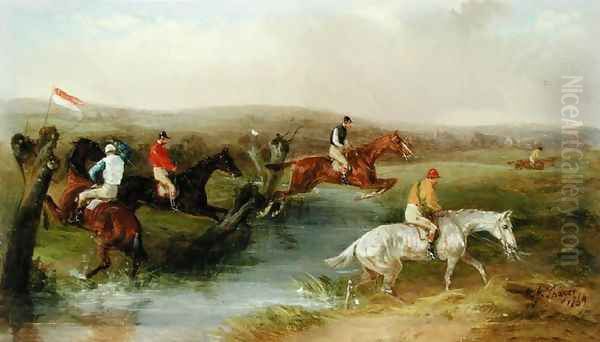 Steeplechasing The Hurdle, 1869 Oil Painting by William Joseph Shayer