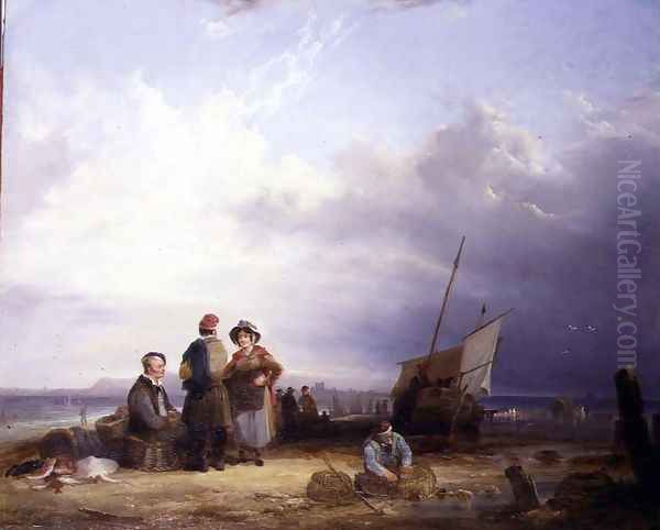 Mending Lobster Pots Oil Painting by William Joseph Shayer