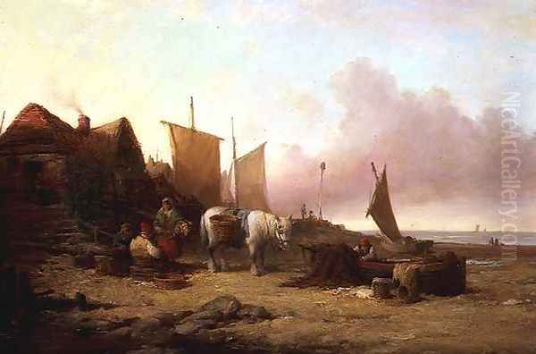 Mending Nets Oil Painting by William Joseph Shayer