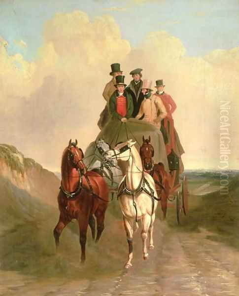 A Coach and Four on an Open Road Oil Painting by William Joseph Shayer