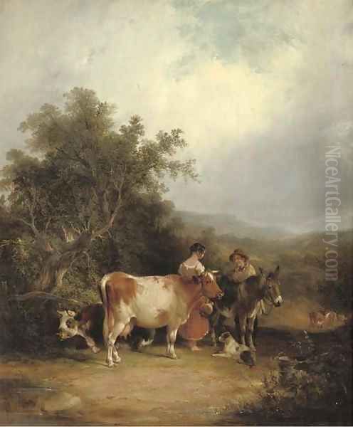 A romantic encounter on a hilltop Oil Painting by William Joseph Shayer