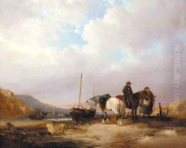 Travellers on a coastal path Oil Painting by William Joseph Shayer