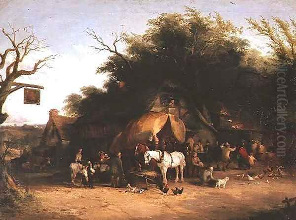 Travellers resting at a Country Inn Oil Painting by William Joseph Shayer