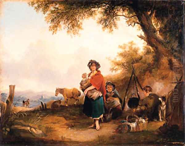 A Gypsy Encampment Oil Painting by William Joseph Shayer