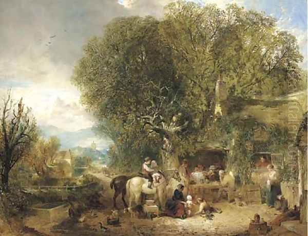 Outside the Bell Inn Oil Painting by William Joseph Shayer