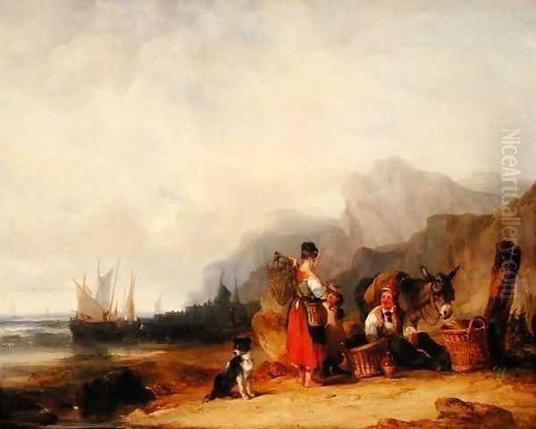 The Prawn Fishers 1835 Oil Painting by William Joseph Shayer