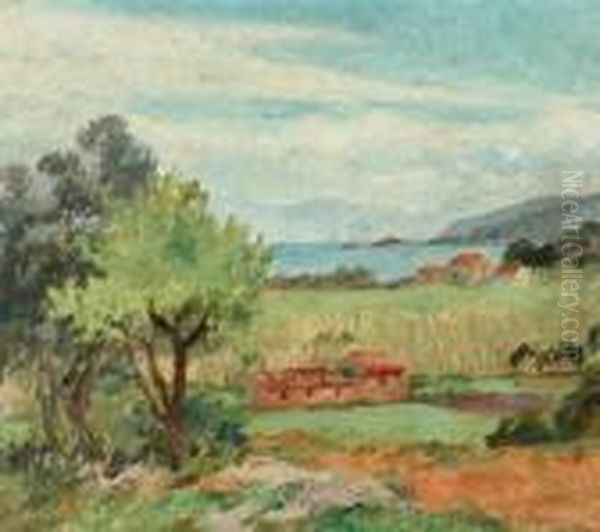 Lake In Landscape Oil Painting by Bonny Rupert