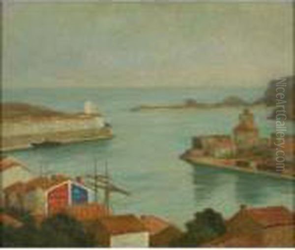 Overlooking Port Vendres Oil Painting by Bonny Rupert