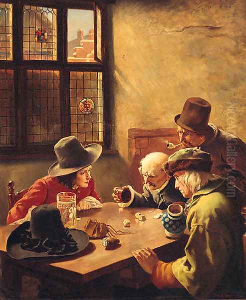 A Game of Dice Oil Painting by William Joseph Shayer