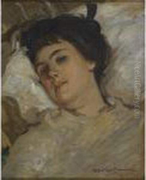 Portrait Of The Artist's Wife Oil Painting by Bonny Rupert