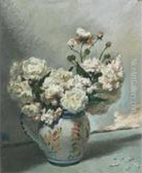 White Roses Oil Painting by Bonny Rupert