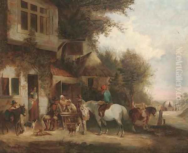 Refreshments outside the Crown Oil Painting by William Joseph Shayer