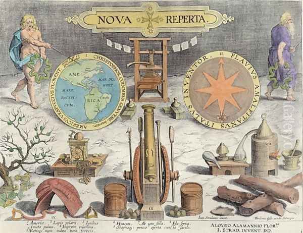 Frontispiece to Nova Reperta New Discoveries engraved by Theodor Galle 1571-1633 c.1600 Oil Painting by Giovanni Stradano