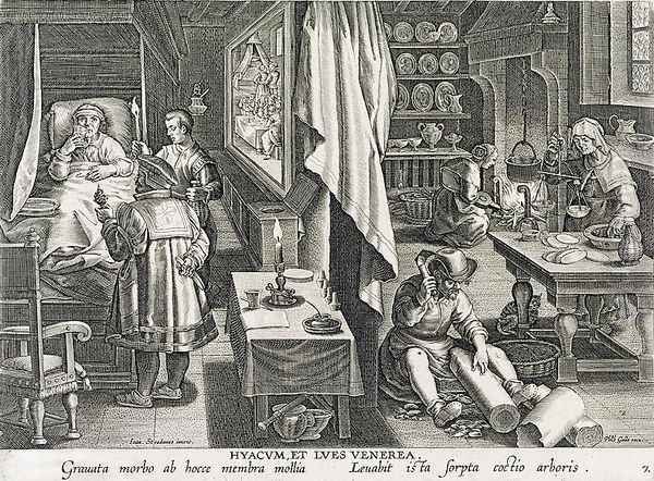 The House of a Man Stricken with Venereal Disease, engraved by Philip Galle 1537-1612 Oil Painting by Giovanni Stradano