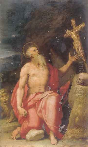 Saint Jerome in the Wilderness Oil Painting by Lorenzo Sabatini