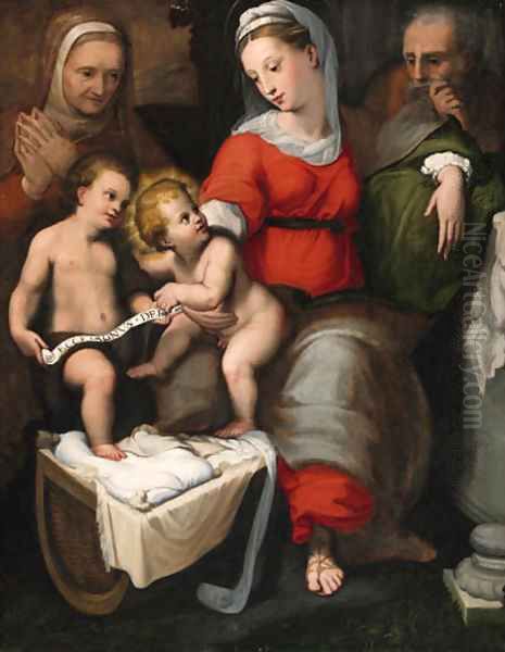 The Holy Family with Saint Anne and the Infant Saint John the Baptist Oil Painting by Lorenzo Sabatini