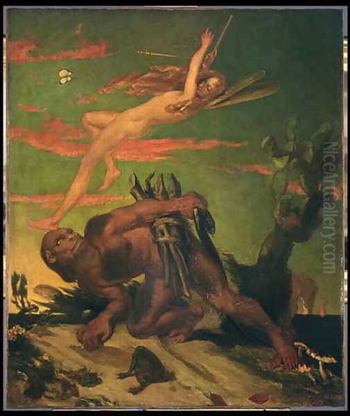 Ariel and Caliban, 1837 Oil Painting by David Scott