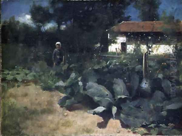 A French Kitchen Garden, 1883 Oil Painting by Edward Stott