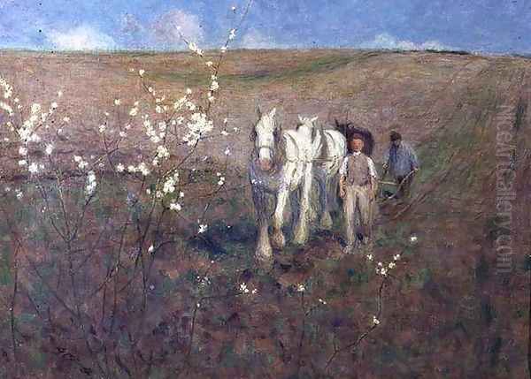 Ploughing, Early Spring Oil Painting by Edward Stott