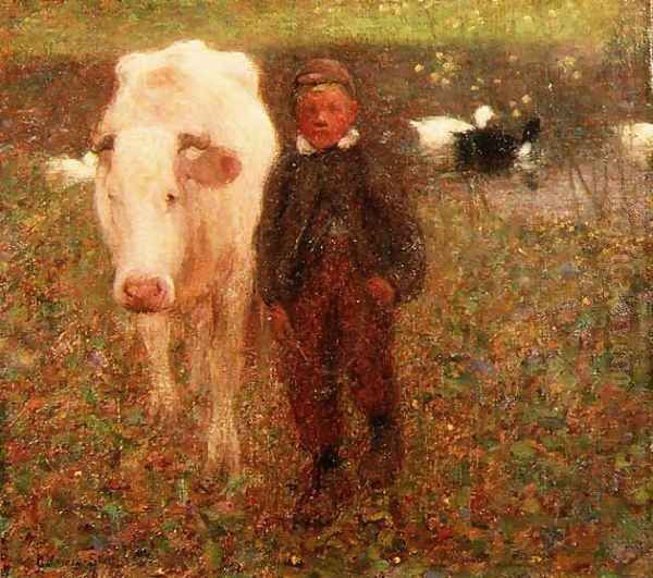 The White Cow Oil Painting by Edward Stott