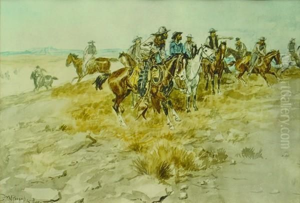 Western Scenes Oil Painting by Charles Marion Russell