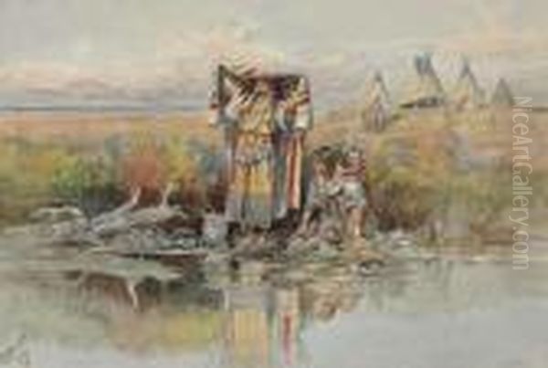 Water Girl Oil Painting by Charles Marion Russell