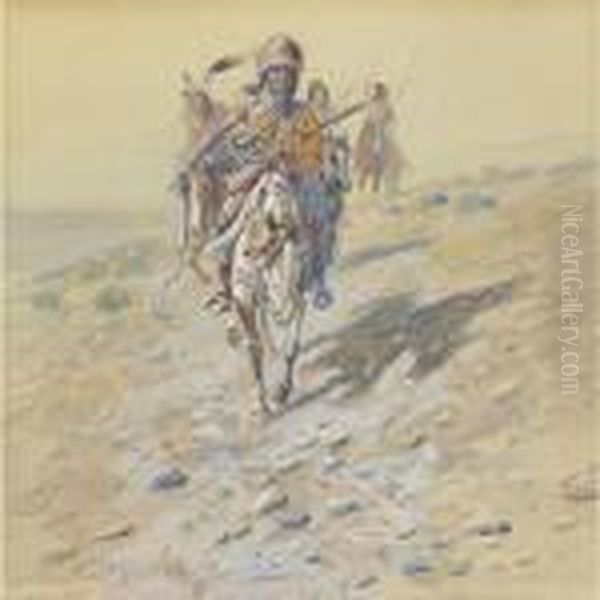 On The Trail Oil Painting by Charles Marion Russell