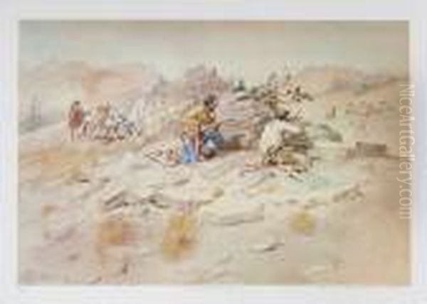 Indian Stalking Elk Oil Painting by Charles Marion Russell