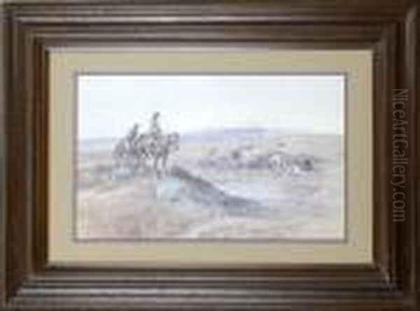 Cowboys Oil Painting by Charles Marion Russell